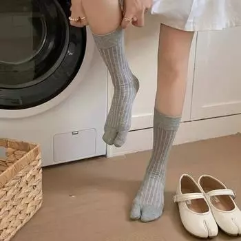 Combed Split Toe Socks High Quality Women s Tabi Socks New Soft Two-Toed Socks серый