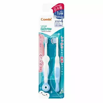 Combi Teteo teteo First time tooth brushing Baby toothbrush STEP4 When the molars come in Sora color (Blue)