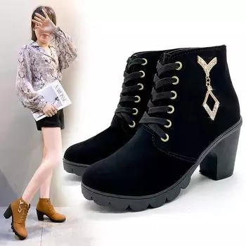 Comemore Новые женские туфли на шнуровке, ботильоны Zapatos Mujer, модные туфли на высоком каблуке, женские повседневные весенние туфли-лодочки на платформе, каблук 42 41 чёрный