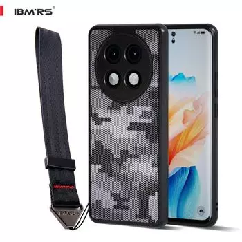 (Comes with wrist strap)BMRS for Oppo A2 Pro camo case, Clear Hard Back Protective Cover lattice camo
