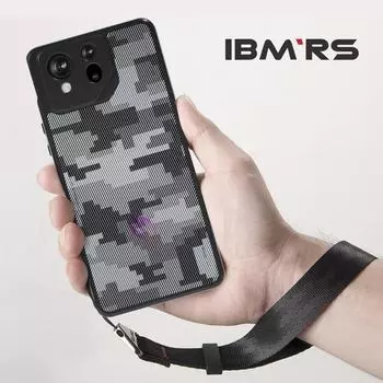 (Comes with wrist strap)IBMRS for Asus ROG Phone 8/8Pro Case,Camouflage anti-fall transparent protective case lattice camo