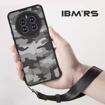 (Comes with wrist strap)IBMRS for Realme 12+ Case, Prevents Accidental Drops Non-Slip Anti-Yellowing Camo Transparent Phone Cover Art Camo