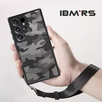 (Comes with wrist strap)IBMRS for Samsung Galaxy S24 Ultra Case,Frosted transparent Shockproof Protection Case Art Camo