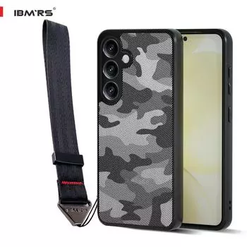 (Comes with wrist strap)IBMRS for Samsung Galaxy S24+/S24 plus Case,Shell Lens Protection Back Transparent PC Back Cover +TPC Soft edgesPhone Case Art Camo