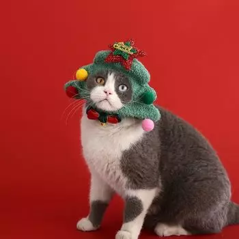 Comfortable Cat Santa Hat Soft Puppy Xmas Caps Decorative Dog Christmas Hat Christmas S-Christmas Tree