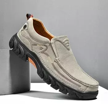 Comfortable Men Loafers Genuine Leather Casual Shoes Classic Slip-on Leisure Flats Fashion Leisure Driving Shoe78 38 серый
