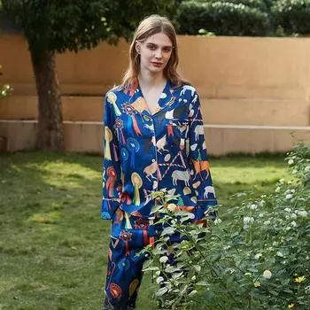 Comfortable Pajamas Women High-end SenseStyle Lapel Spring/Summer Long Sleeve Home Suit M