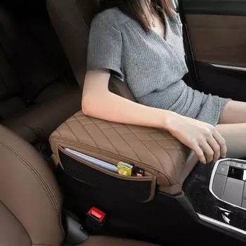 Comfortable PU leather car anti fouling armrest pad, storage and organizing items, center console height pad to improve comfort чёрный