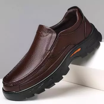 Comfortable Soft Soled Loafers Men s Genuine Leather Casual Shoes New Elegant Man Business Dress Shoes Low Cut Walking Footwear 38 чёрный