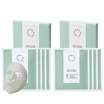 Comma Nine Sebum/Pore Clay Plaster Mask Pack, 4 packs, 2 pieces