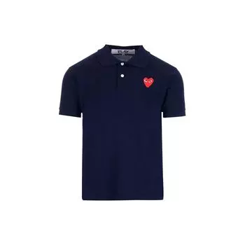 Comme des Garcons Play Red Emblem Polo Navy Unisex Streetwear AX-T006-051-2 S