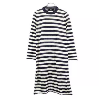 COMME des GARCONS Вязаное платье с длинным рукавом и полосатым узором темно-синее с белым Женское Б/у