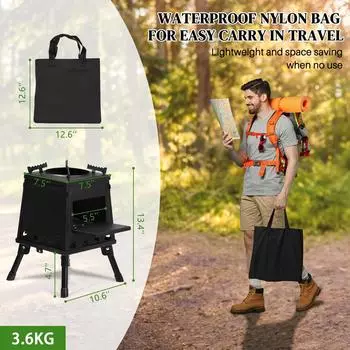 Compact 27x27x34cm Wooden Camping Stove - Lightweight & Portable Outdoor Cooking Gear United States