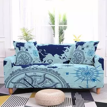Compass Printed Sofa Cover for Living Room Elastic Sofa Covers Stretch Slipcover Couch Cover Chair Protector 90x140cm