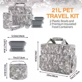Complete Dog Travel Bag for Supplies, Weekend Pet Travel Kit for Dogs and Cats, Airline Approved Travel Bag