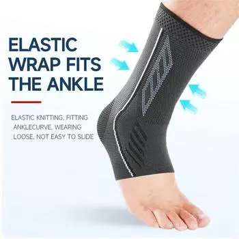 Compression Ankle Brace Sleeve High Elastic Foot Sleeve for Achilles Tendonitis Plantar Fasciitis Joint Pain Ankle Support L синий