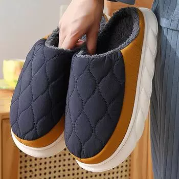 Comwarm Fluffy Winter Men Shoes 2024 New Platform Fur Men Slippers House Flat Cotton Shoes Women Indoor Fuzzy Plush Shoes Men 36-37