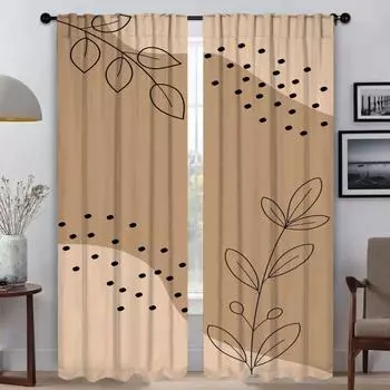 Concise Style Plants Shades Blackout Curtain for Room 2 Panel Tulle for Bedroom Anti-mosquito Curtains Halloween Decoration Home W50xH70cmx2pcs-CL
