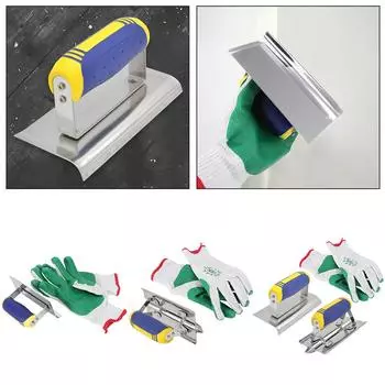 Concrete Hand Edger and Groover Tools with Grip Handle Plaster Stucco Cement Finishing Kit Plastering Knife Scraper Tiling Tool Right Angle