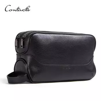 CONTACT S Crazy Horse Мужская косметичка из коровьей кожи кофейный
