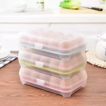 Contenedor De Huevos 15 отделений для холодильника Caja Almacenamiento Plstico Porttil Para Utensilios De Cocina