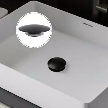 Convenient Matte Black Push Button Click Clack Sink Drain Stopper 66mm Diameter