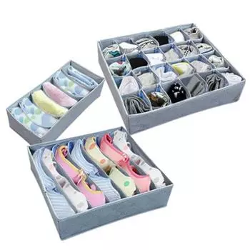 convenient Storage Box 3Pcs/Set Bamboo Charcoal With Zipper Storage Box Underwear Organizing Box Bra Storage Bamboo Charcoal Accessories 3Pcs/Set