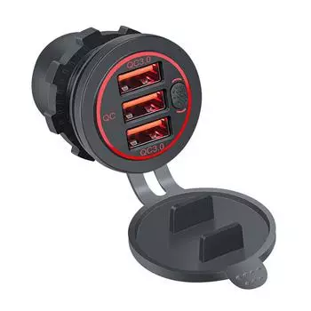 Convenient Touch Switch USB Socket with 3QC3 0 Ports Blue LED Indicator Safe and Energy Saving Ideal for Cars Boats Marine синий