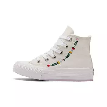 Converse Chuck Taylor All Star EVA Lift Platform High PS Детские кроссовки с цветочной вышивкой Кремовый винтажно-белый Белый A02229C 35