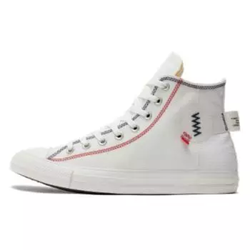 Converse Chuck Taylor All Star High Logo Tag - Винтажные белые кроссовки унисекс, синие A06104C 36
