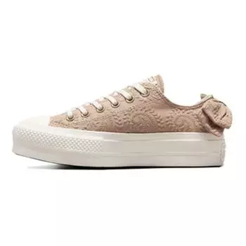 Converse Chuck Taylor All Star Lift Low Bow Женские кроссовки коричневые Nutty-Granola Egret A10246C 36.5