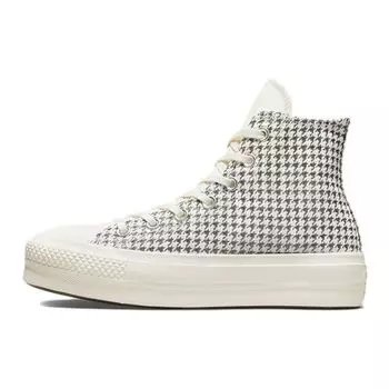 Converse Chuck Taylor All Star Lift Platform High Houndstooth Shine - Экрю Чистое Серебро Женские Кроссовки Крем A04276C 35