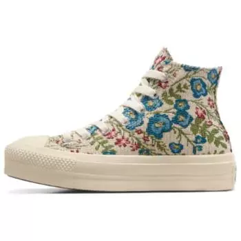 Converse Chuck Taylor All Star Lift Platform High Цветочный гобелен Женские кроссовки Крем Экрю Натуральный-Слоновая кость A11992C 35