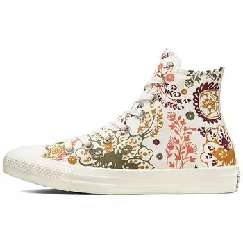 Converse Chuck Taylor All Star Высокие осенние женские кроссовки с цветочным принтом Кремовые Egret Field-Surplus 572543C 37.5