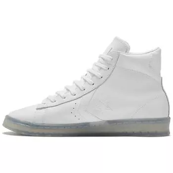 Converse Cons Pro Кожа Синтетическая кожа Винтажный Повседневный Нескользящий Износостойкий Высокий Верх Кеды для Скейтборда Унисекс Чисто Белый 35