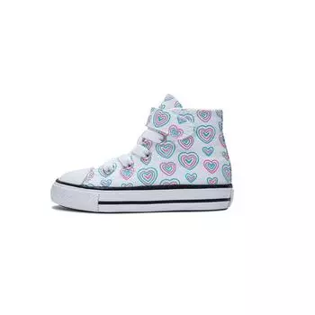 Converse Кроссовки Chuck Taylor All Star EasyOn High TD Hearts для малышей, белые, розовые, A08379C 22