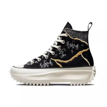 Converse Run Star Hike High Metallic Floral Мужские кроссовки Черные разноцветные Egret 172424C 37.5