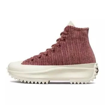 Converse Run Star Hike Platform Высокие полосатые вязаные кроссовки унисекс Красные темно-винные Saddle A03252C 44.5