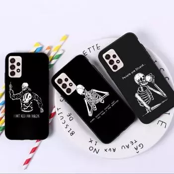 Чехол для телефона Coo Skull And Text для Samsung A91 A81 A73 A72 A71 A30S A20 A12 A13 A52 A53 4G 5G мягкий черный чехол для телефона Samsung A91