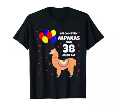 Cool Alpaca Birthday 38 Years Party Balloon T-Shirt T-Shirt