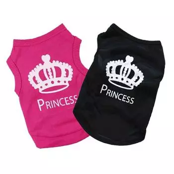 Cool Crown Pattern Princess Clothing for Small Dogs Dog Cat Shirt Puppy Vest Puppy Tee Shirt Summer Clothes Tank Top Pet Apparel S