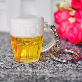 Cool for Bag Car Simulation Beer Cup New Resin Men Gift Pendant Handicraft Jewelry Keychain One size