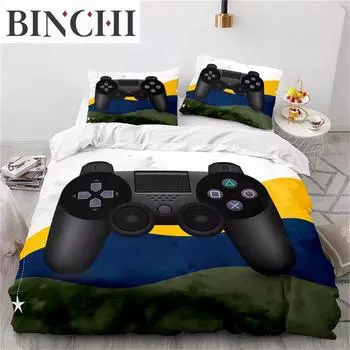 Cool Gamepad Duvet Cover Cartoon Game Controller Comforter Cover Microfiber Geometric Bedding Set Full For Boys Girls Bedroom EU single(135x200cm)