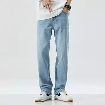 Cool Jeans Men s Summer Thin Ice Silk Straight Loose Casual Trousers Draped Wide-leg Trousers 28