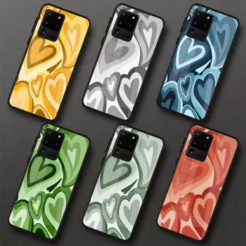 Cool Liquid Heart Phone Case For Samung A32 A51 A52 NOTE 10 20 S10 S20 S21 S22 Pro Ultra Black PC Glass Phone Cover Samsung S22