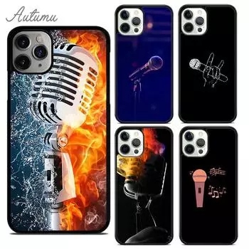Крутой музыкальный чехол с микрофоном для iPhone 11 12 13 14 Pro Max mini X XR XS SE 2020 6 7 8 Plus Samsung Galaxy S21 S22 iPhone 6plus