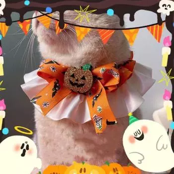 Cool Pet Halloween Collar Adjustable Pet Bib Scarf Cat Accessory Pet Pumpkin Necklace Cat Dog M фиолетовый