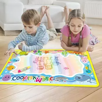 Coolplay Animal Themes Rainbow Water Drawing Mat & 2 Pencil Water Doodle Mat Colorings Water Drawing Rug Christmas Gift for Children