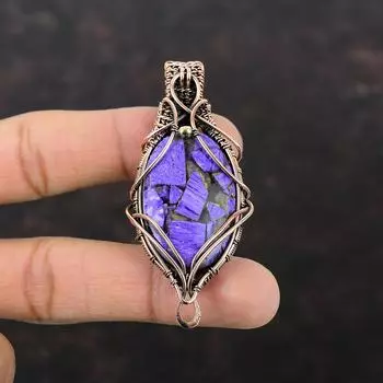 Copper Charoite Pendant Copper Wire Wrapped Pendant Genuine Gemstone Jewelry Handmade Pendant Copper Jewelry For Gift Latest Design Pendant