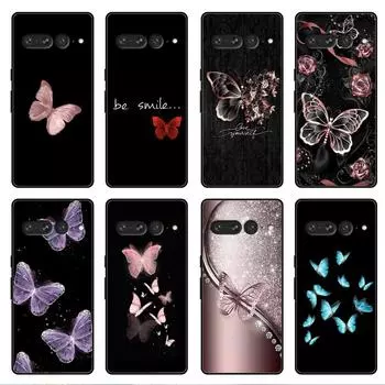 Coque for Google Pixel 7 6 Pro 5 4 3 3a XL 5a 4a 5G Soft for Pixel 6Pro 4XL 3XL 3aXL Back Cover Fundas Beauty Pink Butterfly Pixel 6